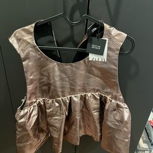 Zara Metallic Bronze Sleeveless Top